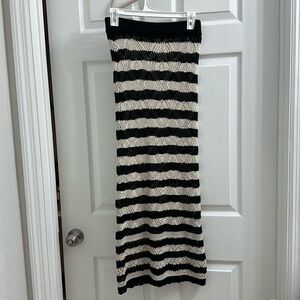 Black and white striped maxi skirt